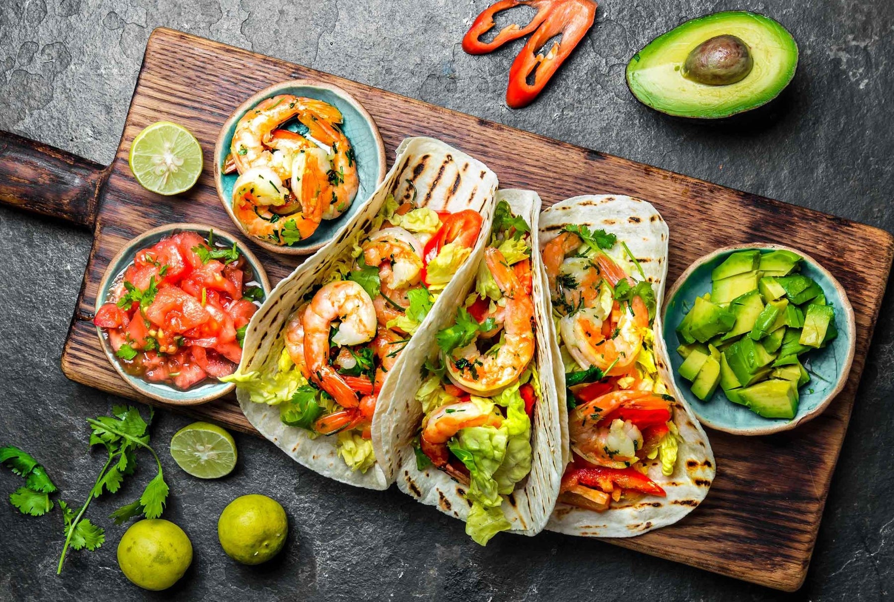 Blue Shrimp Tacos w/ Homemade Torillas - PrimeFish Seafood Co.